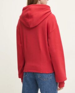 KARL LAGERFELD  JEANS KLJ RELAXED PINKTUCK HOODIE | DARK RED