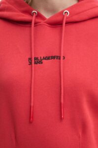 KARL LAGERFELD  JEANS KLJ RELAXED PINKTUCK HOODIE | DARK RED