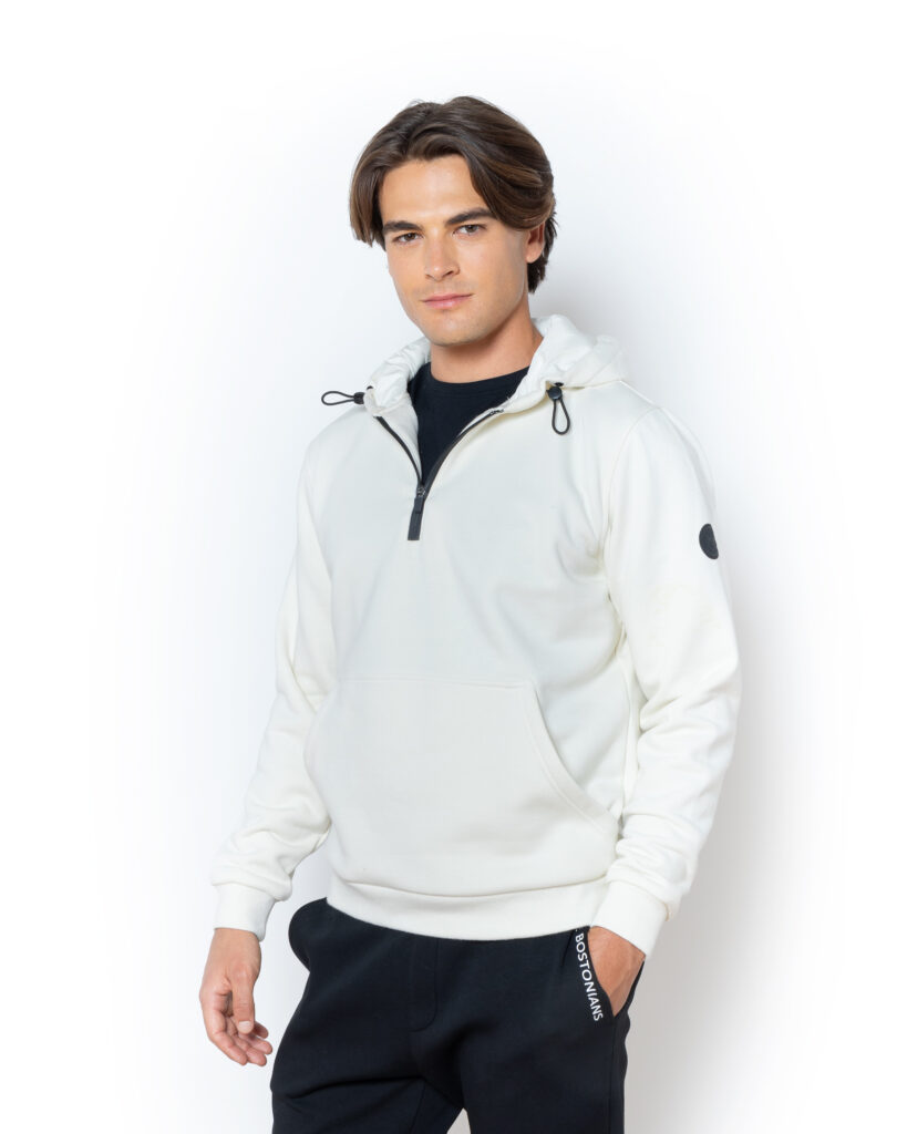 THE BOSTONIANS ΦΟΥΤΕΡ ΒΑΜΒΑΚΕΡΟ HALF ZIP REGULAR FIT | OFF WHITE