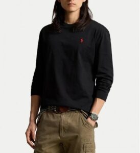 POLO RALPH LAUREN LSKCCMSLM6-LONG SLEEVE-KNIT | BLACK