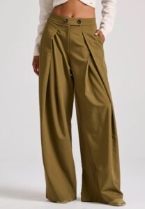 FUNKY BUDDHA ΓΥΝΑΙΚΕΊΟ ΠΑΝΤΕΛΌΝΙ WIDE LEG | OLIVE