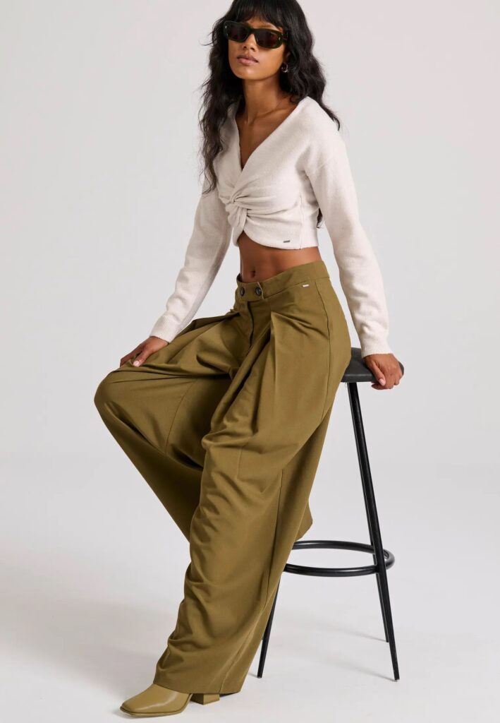 FUNKY BUDDHA ΓΥΝΑΙΚΕΊΟ ΠΑΝΤΕΛΌΝΙ WIDE LEG | OLIVE