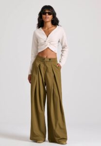 FUNKY BUDDHA ΓΥΝΑΙΚΕΊΟ ΠΑΝΤΕΛΌΝΙ WIDE LEG | OLIVE