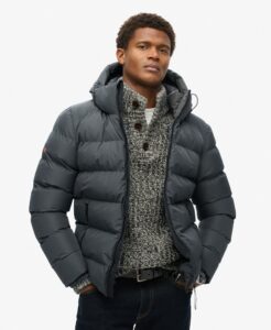 SUPERDRY SDCD HOODED SPORTS PUFFER JACKET ΜΠΟΥΦΑΝ ΑΝΔΡΙΚΟ | DARK GREY