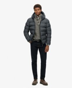 SUPERDRY SDCD HOODED SPORTS PUFFER JACKET ΜΠΟΥΦΑΝ ΑΝΔΡΙΚΟ | DARK GREY