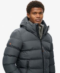 SUPERDRY SDCD HOODED SPORTS PUFFER JACKET ΜΠΟΥΦΑΝ ΑΝΔΡΙΚΟ | DARK GREY