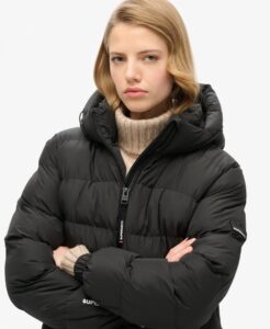 SUPERDRY SDCD HOODED SPORTS PUFFER JACKET ΜΠΟΥΦΑΝ ΓΥΝΑΙΚΕΙΟ | BLACK