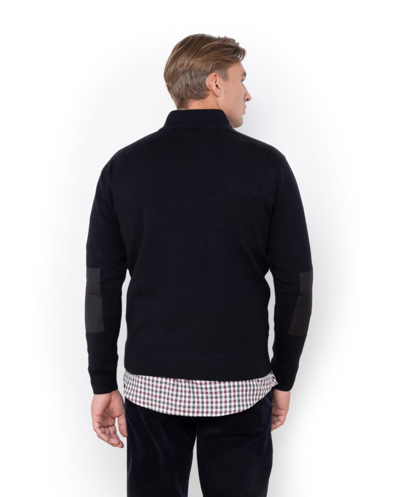 THE BOSTONIANS ΠΛΕΚΤΟ ΒΑΜΒΑΚΕΡΟ HALF-ZIP REGULAR FIT | BLACK