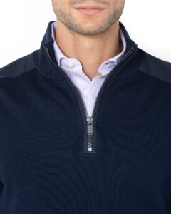 THE BOSTONIANS ΠΛΕΚΤΟ ΒΑΜΒΑΚΕΡΟ HALF-ZIP REGULAR FIT | DARK BLUE