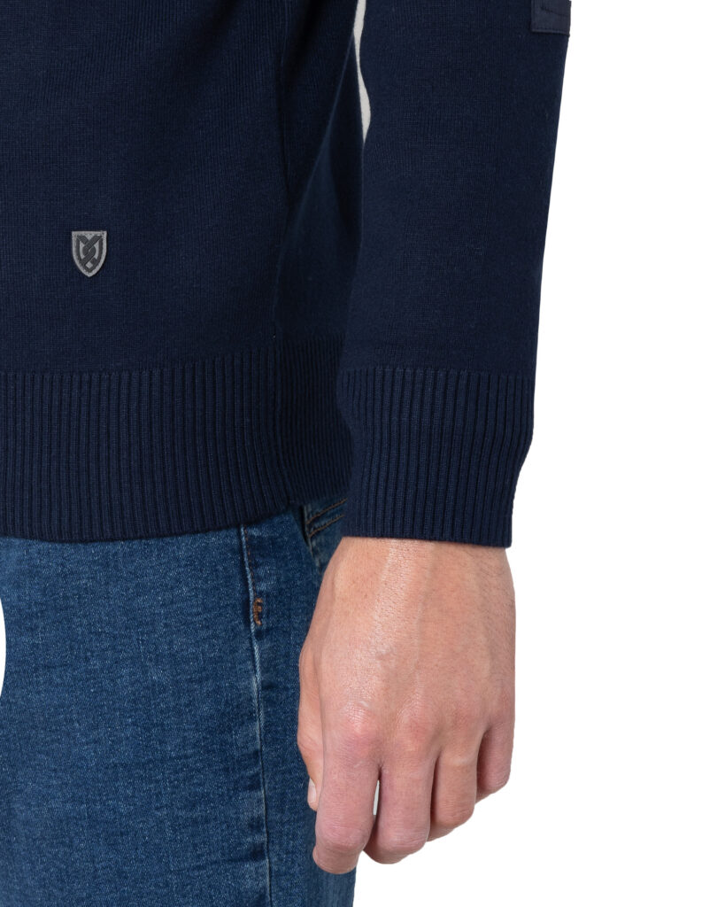 THE BOSTONIANS ΠΛΕΚΤΟ ΒΑΜΒΑΚΕΡΟ HALF-ZIP REGULAR FIT | DARK BLUE