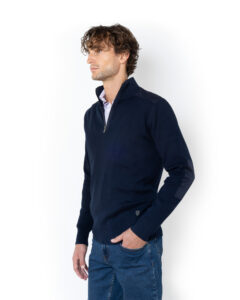 THE BOSTONIANS ΠΛΕΚΤΟ ΒΑΜΒΑΚΕΡΟ HALF-ZIP REGULAR FIT | DARK BLUE