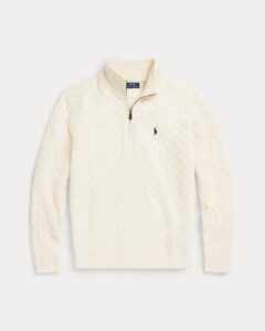 POLO RALPH LAUREN LSCABLEHZPP-LONG SLEEVE-PULLOVER 710876766001 | OFF WHITE