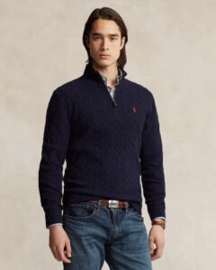 POLO RALPH LAUREN LSCABLEHZPP-LONG SLEEVE-PULLOVER | BLUE