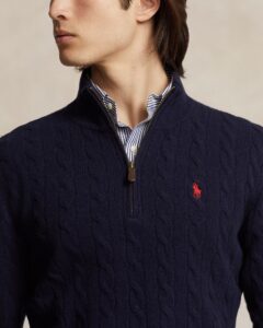 POLO RALPH LAUREN LSCABLEHZPP-LONG SLEEVE-PULLOVER | BLUE