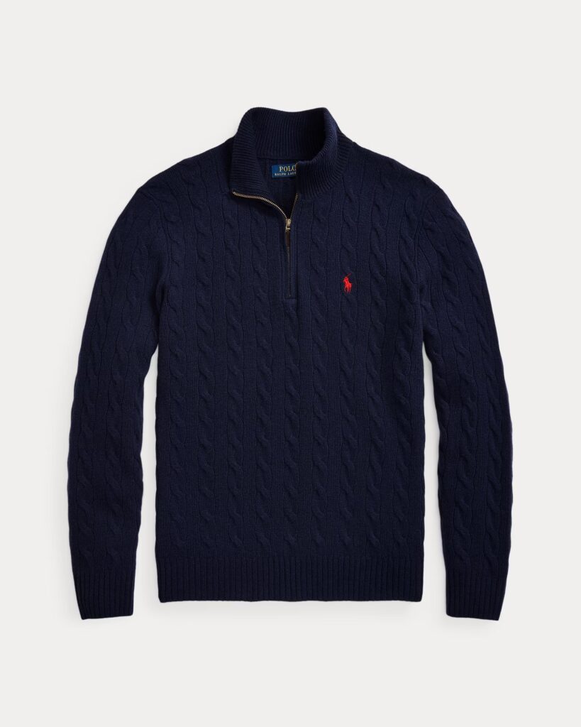 POLO RALPH LAUREN LSCABLEHZPP-LONG SLEEVE-PULLOVER | BLUE