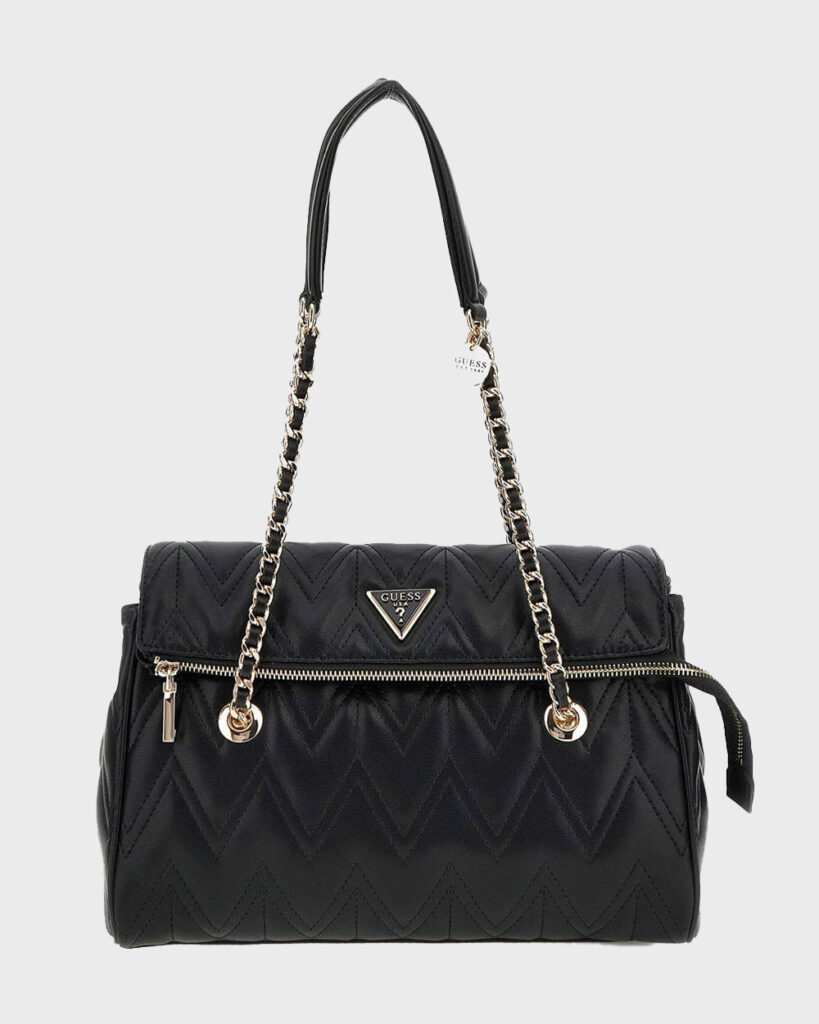 GUESS EDA 3 COMP SATCHEL ΤΣΑΝΤΑ ΓΥΝΑΙΚΕΙΟ | BLACK