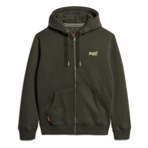 SUPERDRY OVIN ESSENTIAL LOGO ZIP HOODIE ΦΟΥΤΕΡ ΑΝΔΡΙΚΟ | DARK GREEN