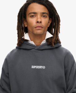 SUPERDRY SDCD MICRO LOGO GRAPHIC LOOSE HOOD ΦΟΥΤΕΡ ΑΝΔΡΙΚΟ | DARK GREY