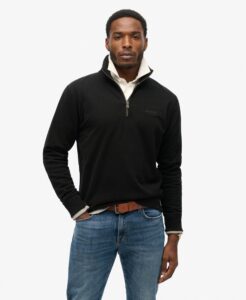 SUPERDRY OVIN ESSENTIAL LOGO HENLEY ΦΟΥΤΕΡ ΑΝΔΡΙΚΟ | BLACK