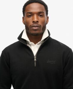 SUPERDRY OVIN ESSENTIAL LOGO HENLEY ΦΟΥΤΕΡ ΑΝΔΡΙΚΟ | BLACK