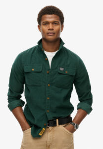 SUPERDRY OVIN CORDUROY WORKWEAR SHIRT ΠΟΥΚΑΜΙΣΟ ΑΝΔΡΙΚΟ | LIGHT GREEN