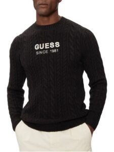 GUESS ELWYN CN CABLE SWTR ΜΠΛΟΥΖΑ ΑΝΔΡΙΚΟ | BLACK