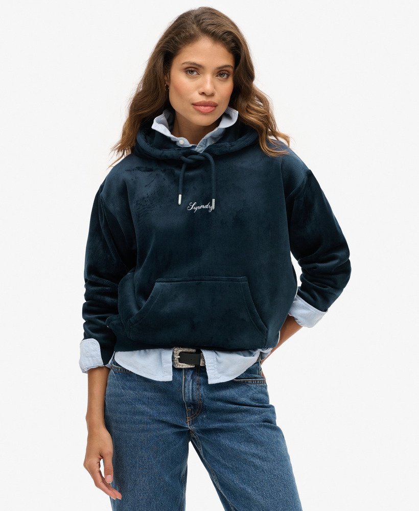 SUPERDRY COUNTRY CLUB VELOUR LOOSE HOOD ΦΟΥΤΕΡ ΓΥΝΑΙΚΕΙΟ | DARK BLUE