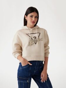 GUESS HOODED ICON SWEATSHIRT ΦΟΥΤΕΡ ΓΥΝΑΙΚΕΙΟ | BEIGE