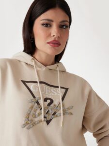 GUESS HOODED ICON SWEATSHIRT ΦΟΥΤΕΡ ΓΥΝΑΙΚΕΙΟ | BEIGE