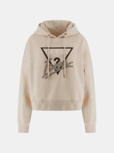 GUESS HOODED ICON SWEATSHIRT ΦΟΥΤΕΡ ΓΥΝΑΙΚΕΙΟ | BEIGE