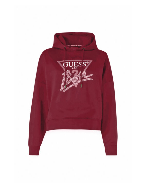 GUESS HOODED ICON SWEATSHIRT ΦΟΥΤΕΡ ΓΥΝΑΙΚΕΙΟ | WINE