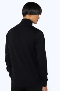 THE BOSTONIANS ΠΛΕΚΤΟ ΒΑΜΒΑΚΕΡΟ HALF-ZIP REGULAR FIT | BLACK