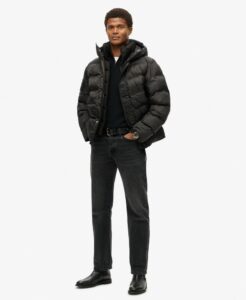 SUPERDRY OVIN HOODED CITY GRAPHIC PUFFER ΜΠΟΥΦΑΝ ΑΝΔΡΙΚΟ | BLACK