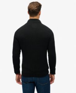 SUPERDRY OVIN ESSENTIAL EMB KNIT HALF ZIP ΠΛΕΚΤΟ ΑΝΔΡΙΚΟ | BLACK