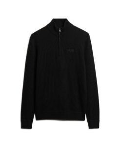 SUPERDRY OVIN ESSENTIAL EMB KNIT HALF ZIP ΠΛΕΚΤΟ ΑΝΔΡΙΚΟ | BLACK