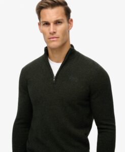 SUPERDRY OVIN ESSENTIAL EMB KNIT HALF ZIP ΠΛΕΚΤΟ ΑΝΔΡΙΚΟ | DARK GREY