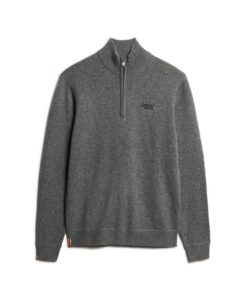 SUPERDRY OVIN ESSENTIAL EMB KNIT HALF ZIP ΠΛΕΚΤΟ ΑΝΔΡΙΚΟ | DARK GREY