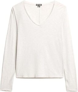 SUPERDRY BOUT LONG SLEEVE V NECK JERSEY TOP ΜΠΛΟΥΖΑ | LIGHT GREY