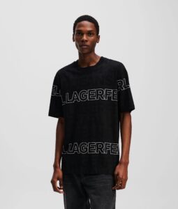 KARL LAGERFELD JEANS KLJ REGULAR AOP TEXT TEE | BLACK&WHITE