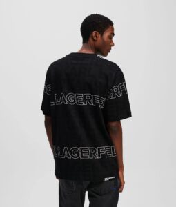 KARL LAGERFELD JEANS KLJ REGULAR AOP TEXT TEE | BLACK&WHITE