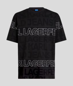 KARL LAGERFELD JEANS KLJ REGULAR AOP TEXT TEE | BLACK&WHITE