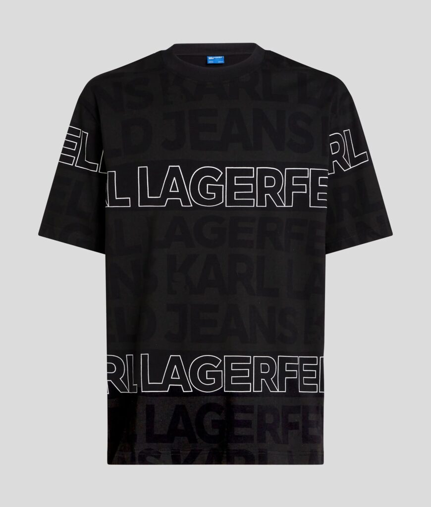 KARL LAGERFELD JEANS KLJ REGULAR AOP TEXT TEE | BLACK&WHITE