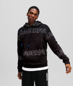 KARL LAGERFELD JEANS KLJ REGULAR AOP TEXT HOODIE A1M20031 | BLACK&WHITE