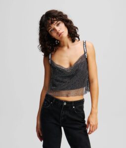 KARL LAGERFELD JEANS KLJ CHAINMAIL TOP A1W11010 | BLACK