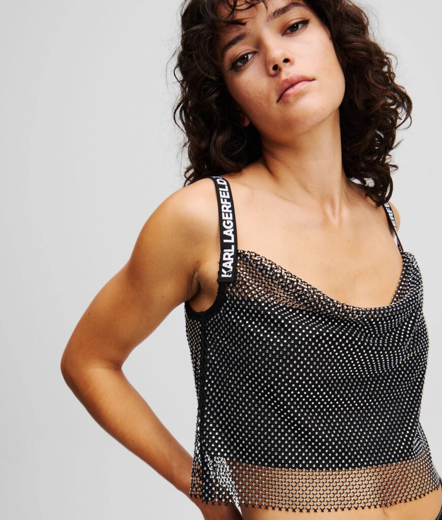 KARL LAGERFELD JEANS KLJ CHAINMAIL TOP A1W11010 | BLACK