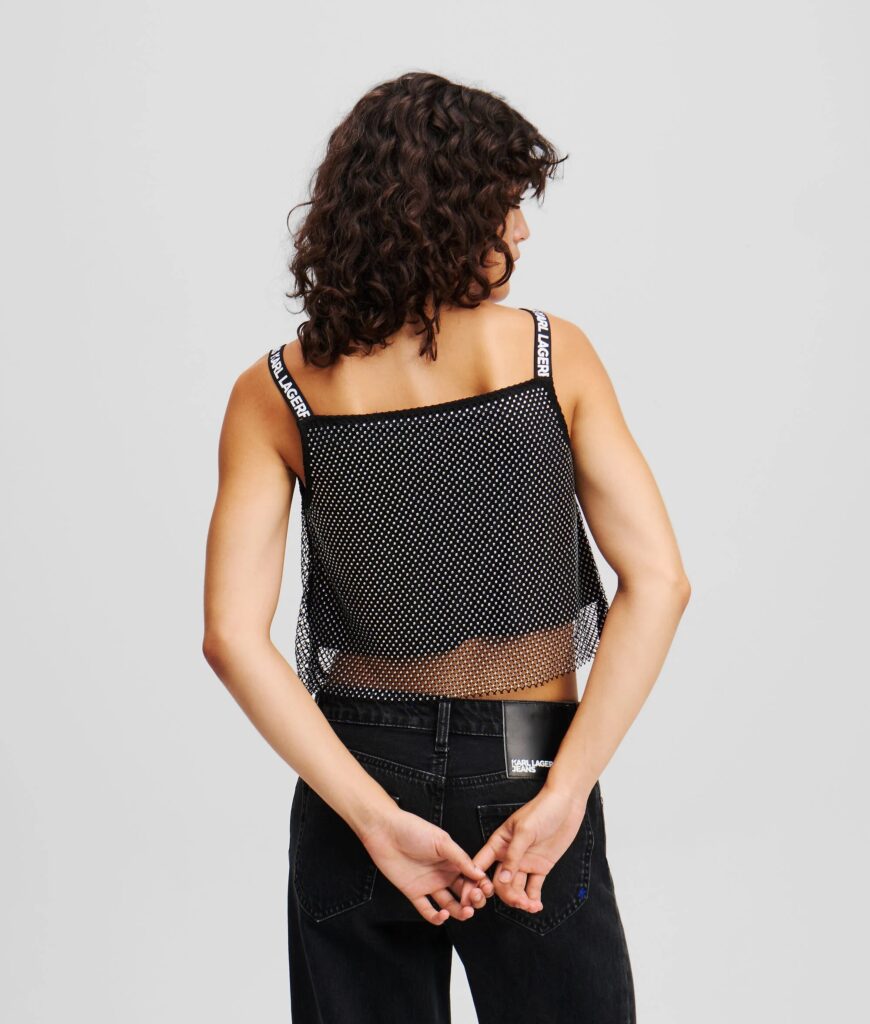 KARL LAGERFELD JEANS KLJ CHAINMAIL TOP A1W11010 | BLACK