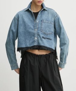 KARL LAGERFELD JEANS KLJ BOXY LACE SHIRT | DENIM