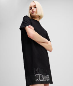 KARL LAGERFELD JEANS KLJ RELAXED GRAPHIC TEE DRESS A1W13015 | BLACK