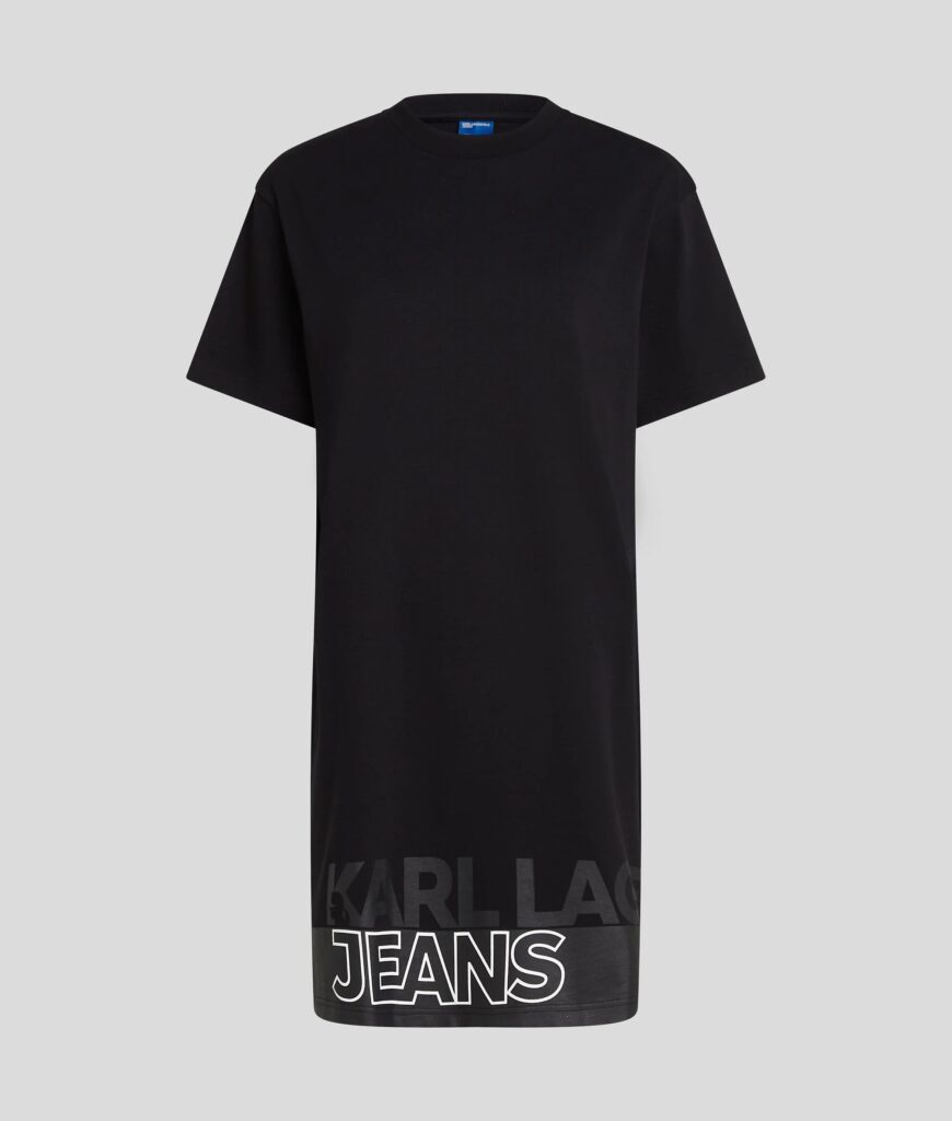 KARL LAGERFELD JEANS KLJ RELAXED GRAPHIC TEE DRESS A1W13015 | BLACK