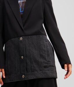 KARL LAGERFELD JEANS KLJ MIXED MATERIAL BLAZER A1W14021 | BLACK